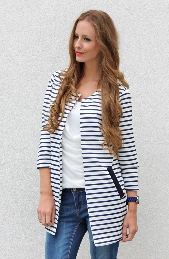 Striped BoyFriend Blazer Navy – shoparchief, foto 4