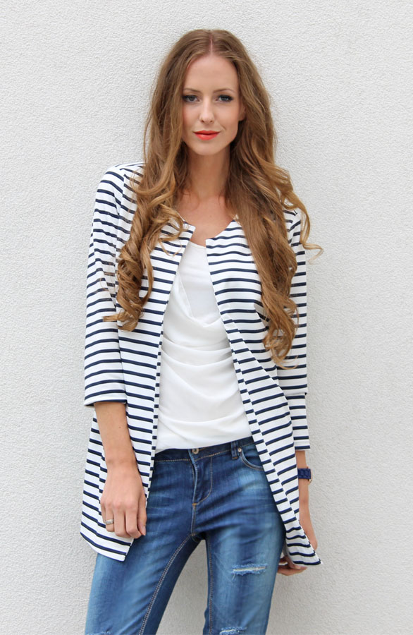 Striped BoyFriend Blazer Navy – shoparchief, foto 2