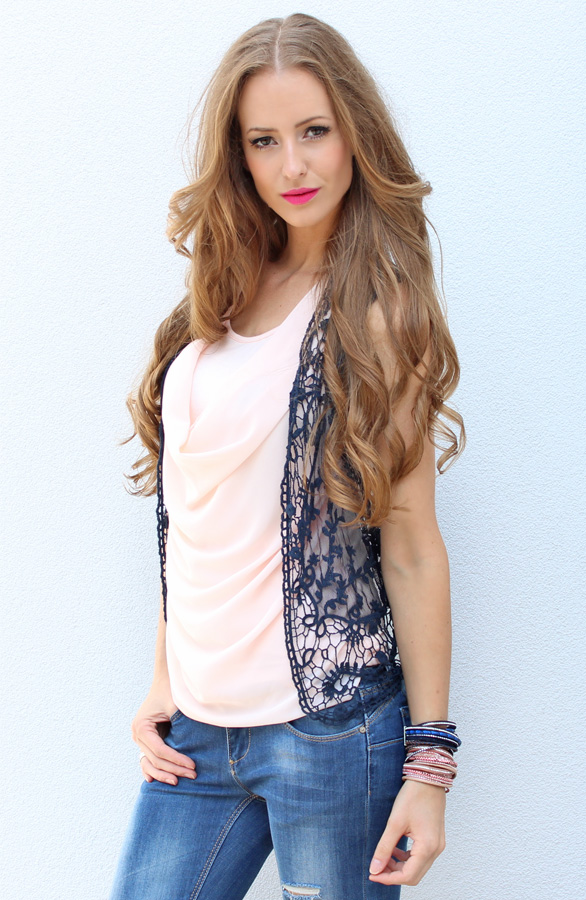 Lace Gilet Navy – shoparchief, foto 2