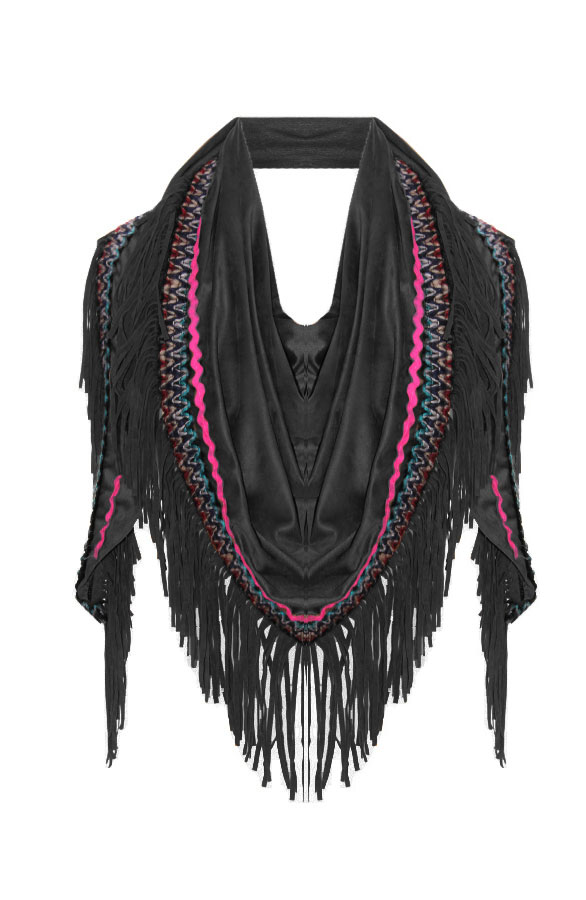Boho Fringes Sjaal Black – shoparchief
