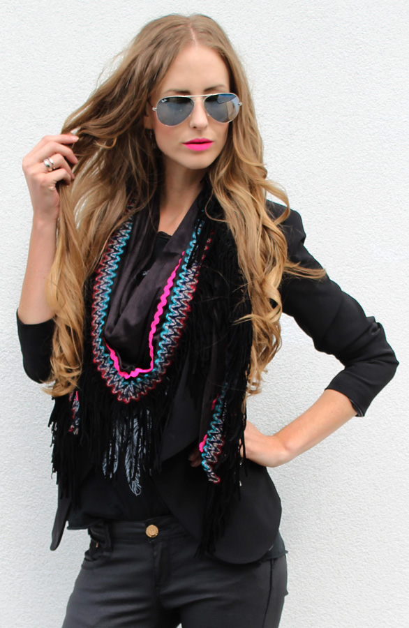 Boho Fringes Sjaal Black – shoparchief, foto 2