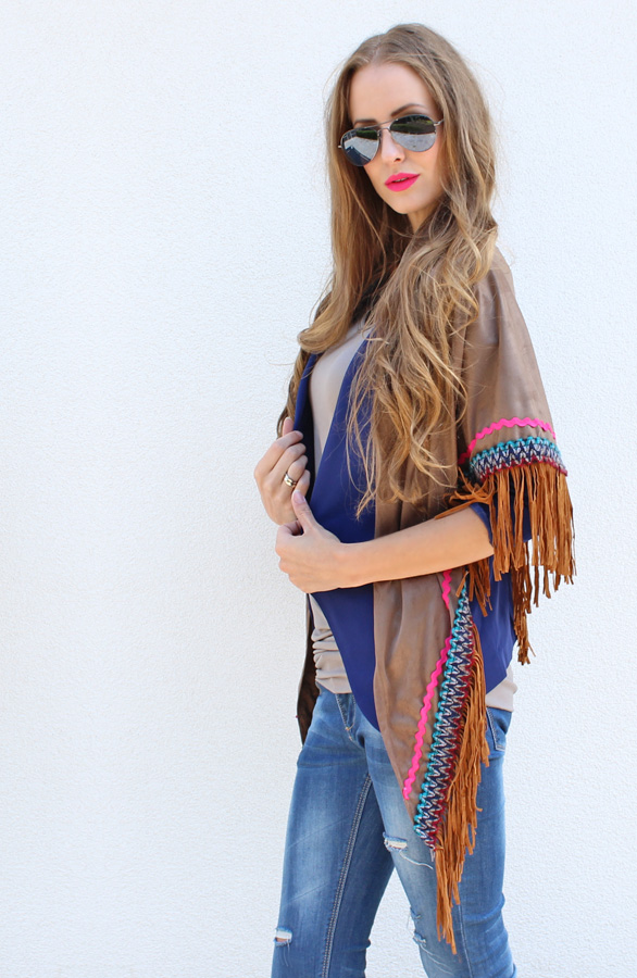 Boho Fringes Sjaal Taupe – shoparchief, foto 5