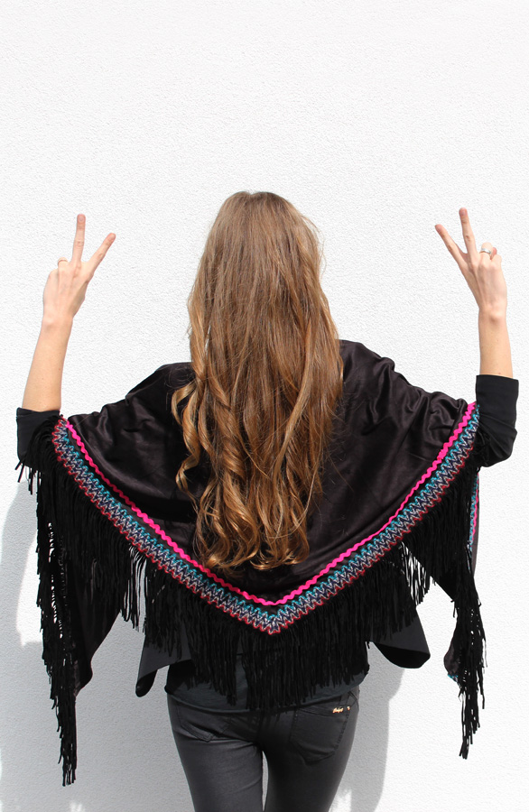 Boho Fringes Sjaal Black – shoparchief, foto 3