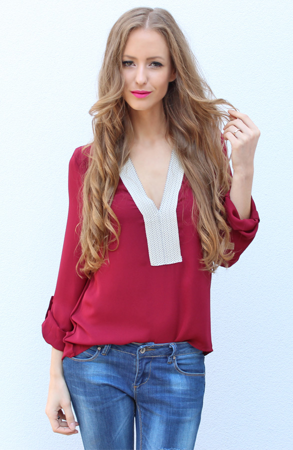 Indian Autumn Blouse Bordeaux – shoparchief, foto 3