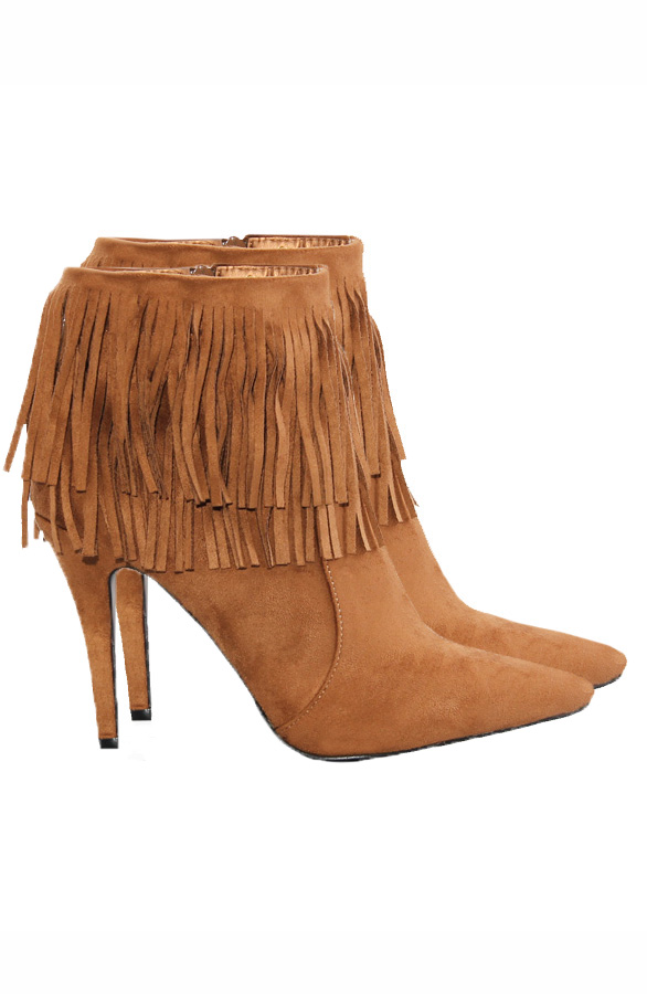 Fringe Booties Cognac – shoparchief