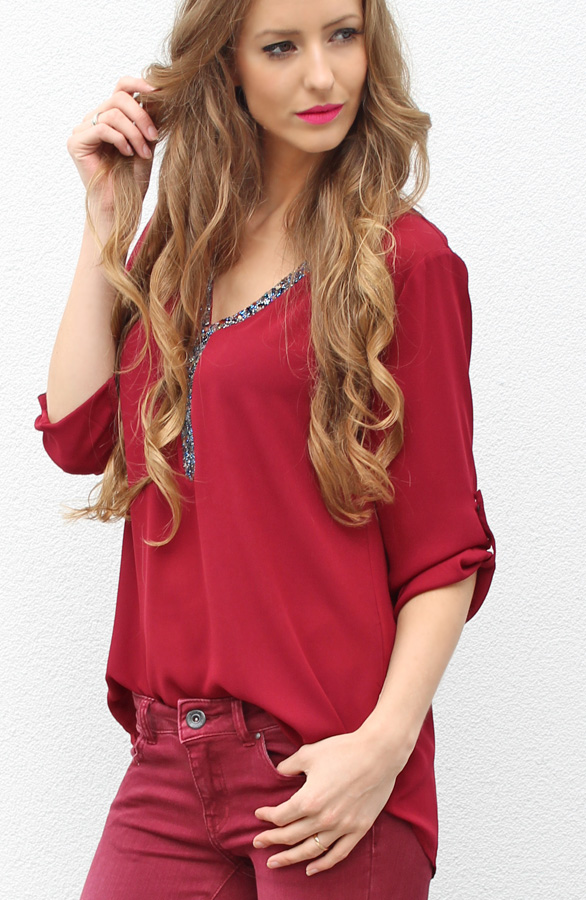 Gemstone Blouse Bordeaux – shoparchief, foto 3