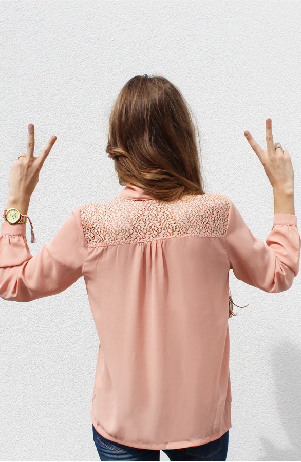 Leaf Blouse Lace Zalm – shoparchief, foto 6