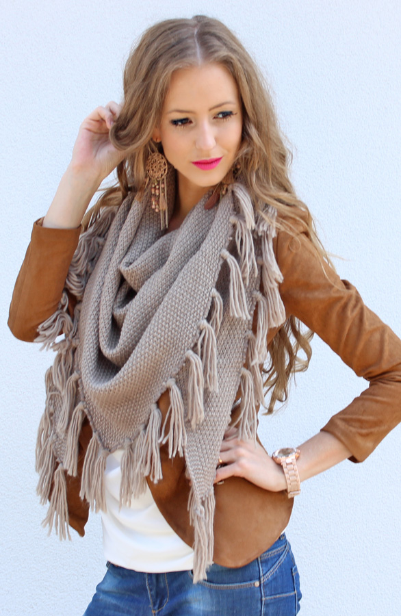 Fringe Sjaal Taupe – shoparchief, foto 2