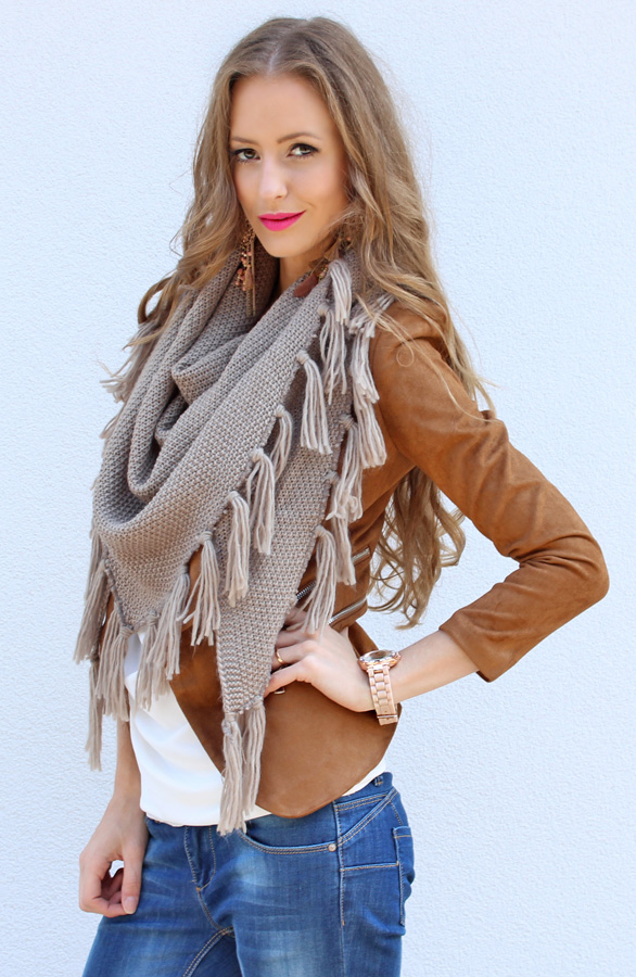 Fringe Sjaal Taupe – shoparchief, foto 6