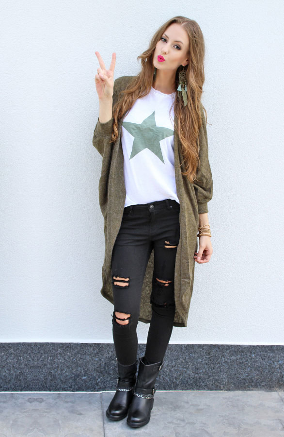 Oversized Cardigan Army – shoparchief, foto 4