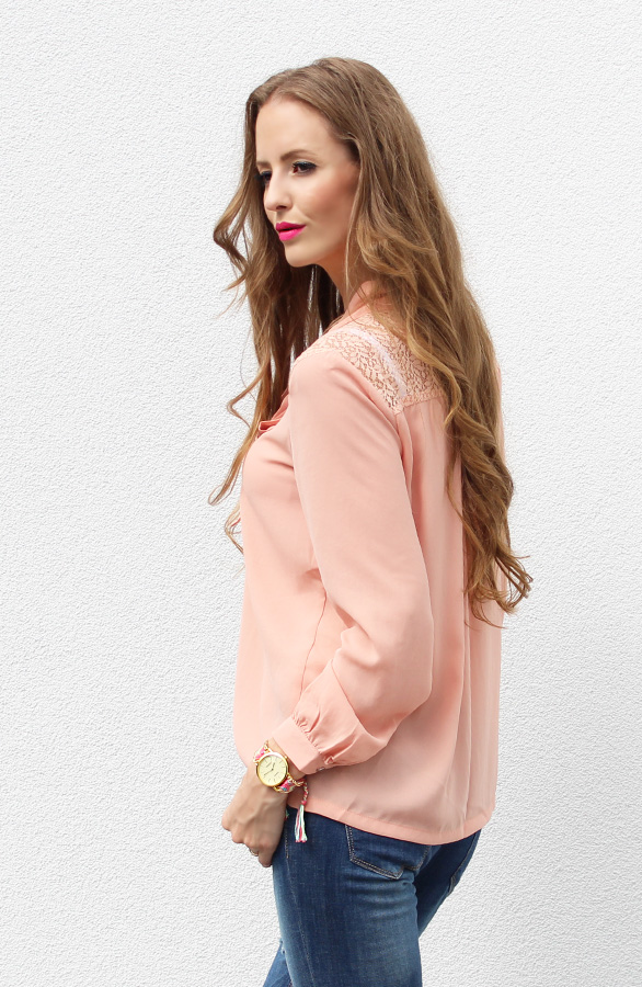 Leaf Blouse Lace Zalm – shoparchief, foto 3