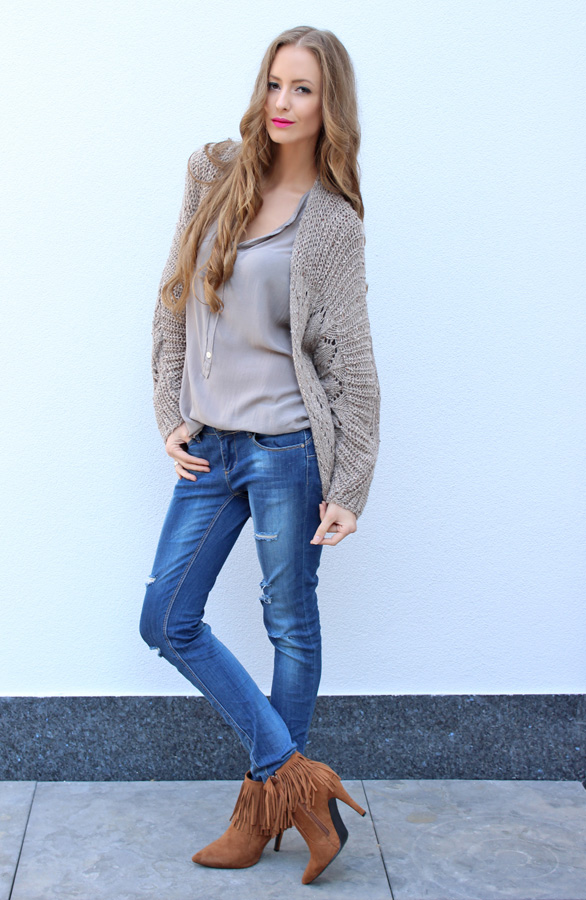Knitted Cardigan Taupe – shoparchief, foto 5