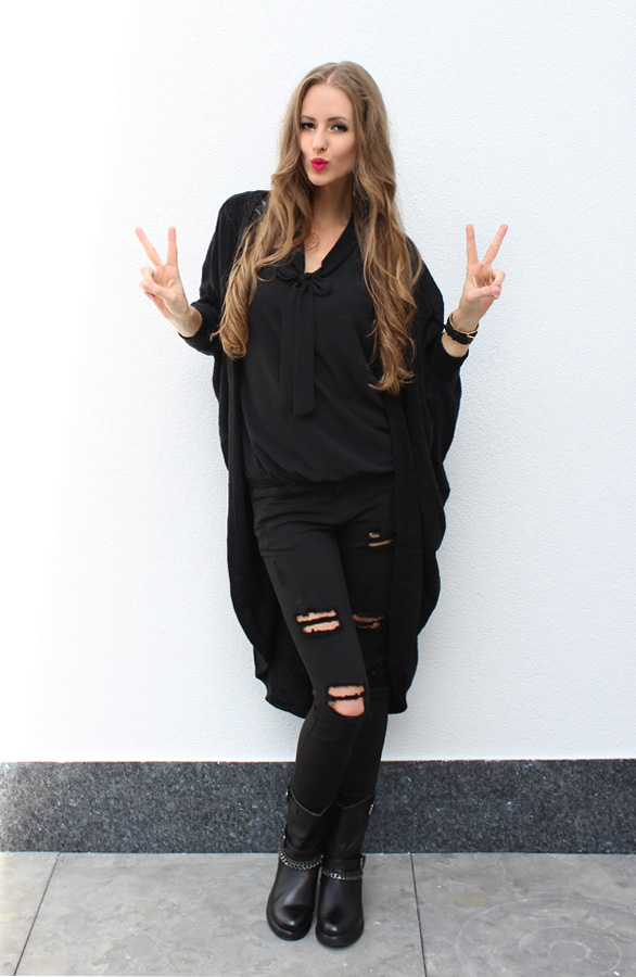 Oversized Cardigan Black – shoparchief, foto 3