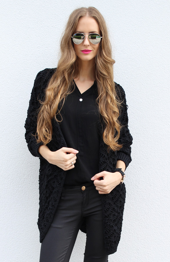 Woven Cardigan Black – shoparchief, foto 3