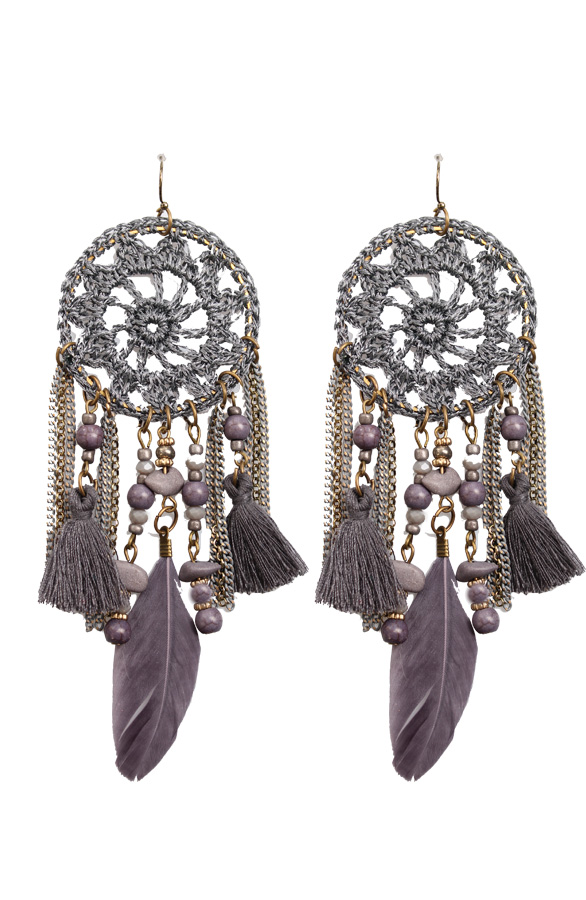 Dreamcatcher Oorbellen Antraciet – shoparchief