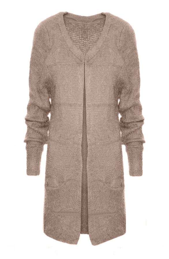 Fluffy Cardigan Taupe – shoparchief