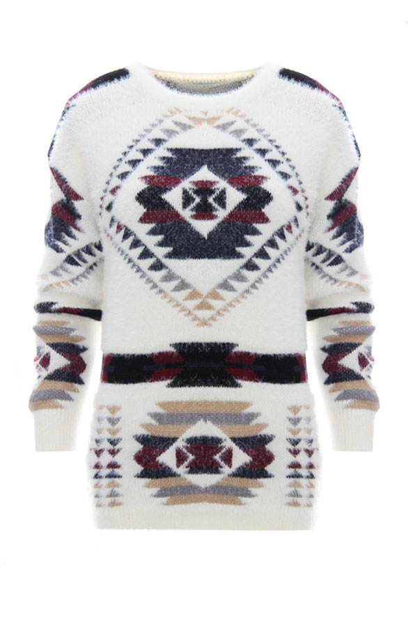 Lovely Aztec Sweater Bordeaux – shoparchief