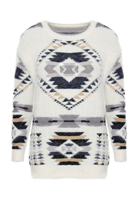 Lovely Aztec Sweater Creme – shoparchief