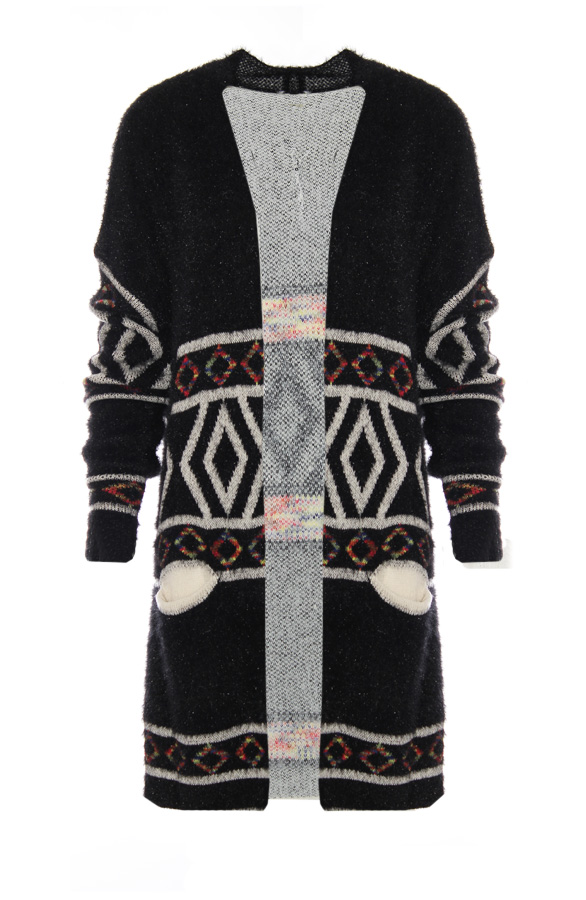 Luxury Aztec Cardigan Black – shoparchief