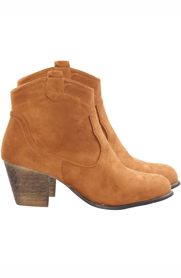 Suede Booties Cognac – shoparchief