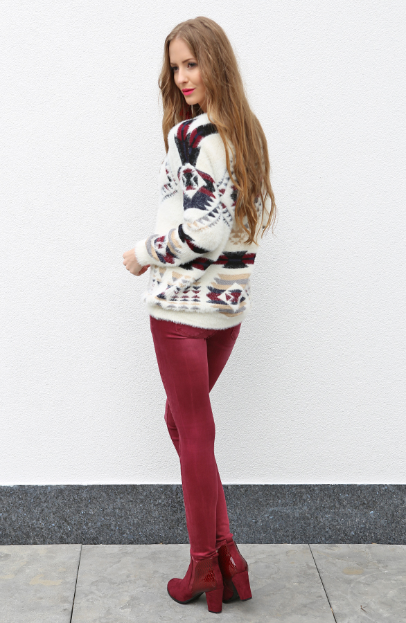 Lovely Aztec Sweater Bordeaux – shoparchief, foto 6