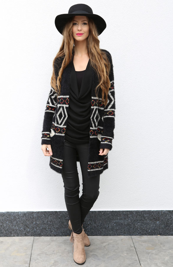 Luxury Aztec Cardigan Black – shoparchief, foto 2