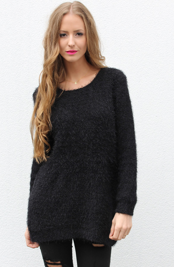 Soft Fluffy Sweater Black – shoparchief, foto 4