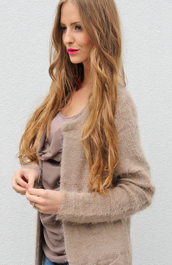Fluffy Cardigan Taupe – shoparchief, foto 3