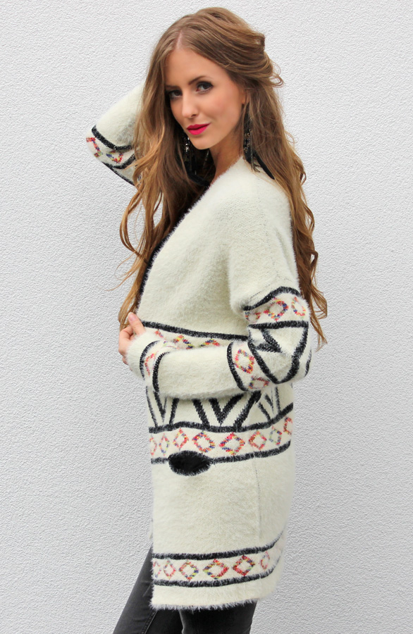 Luxury Aztec Cardigan Cream – shoparchief, foto 2