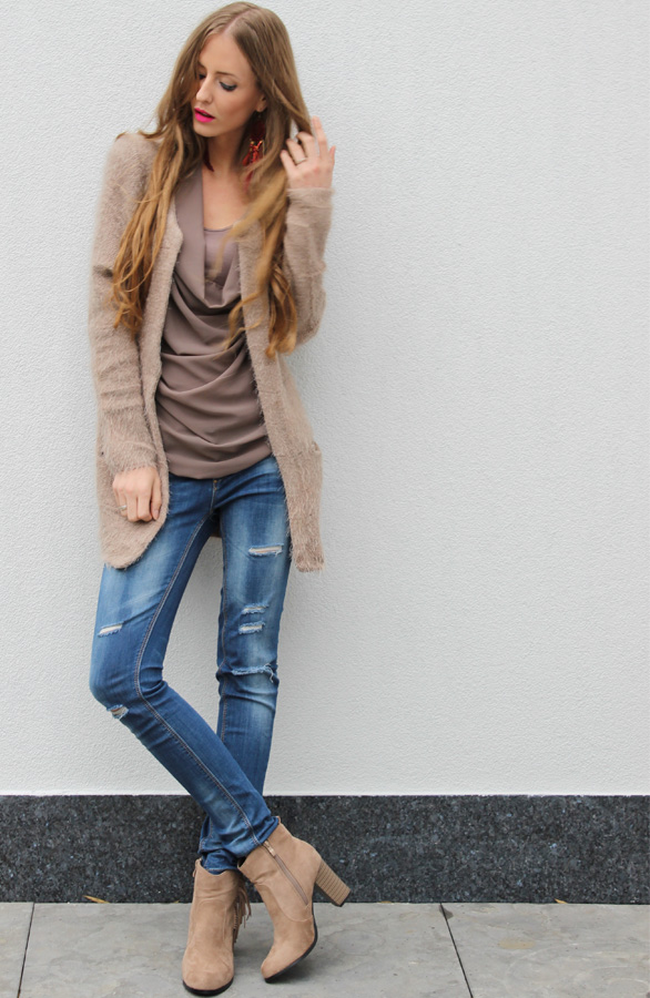 Fluffy Cardigan Taupe – shoparchief, foto 4