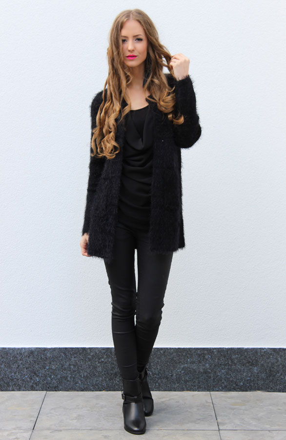 Fluffy Cardigan Black – shoparchief, foto 3