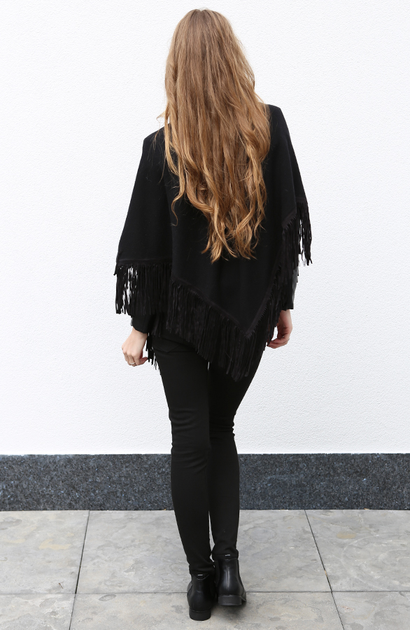 Poncho Fringes Black – shoparchief, foto 2