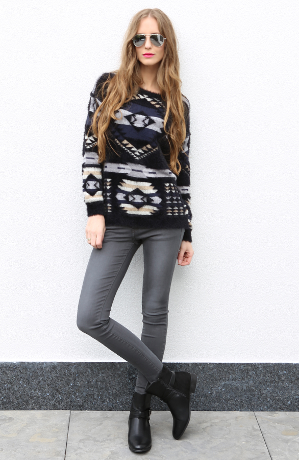 Lovely Aztec Sweater Black – shoparchief, foto 4