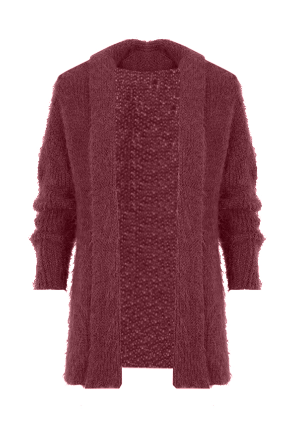 Furry Cardigan Bordeaux – shoparchief
