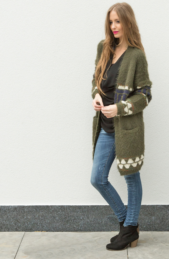 Luxury Aztec Cardigan Army – shoparchief, foto 4