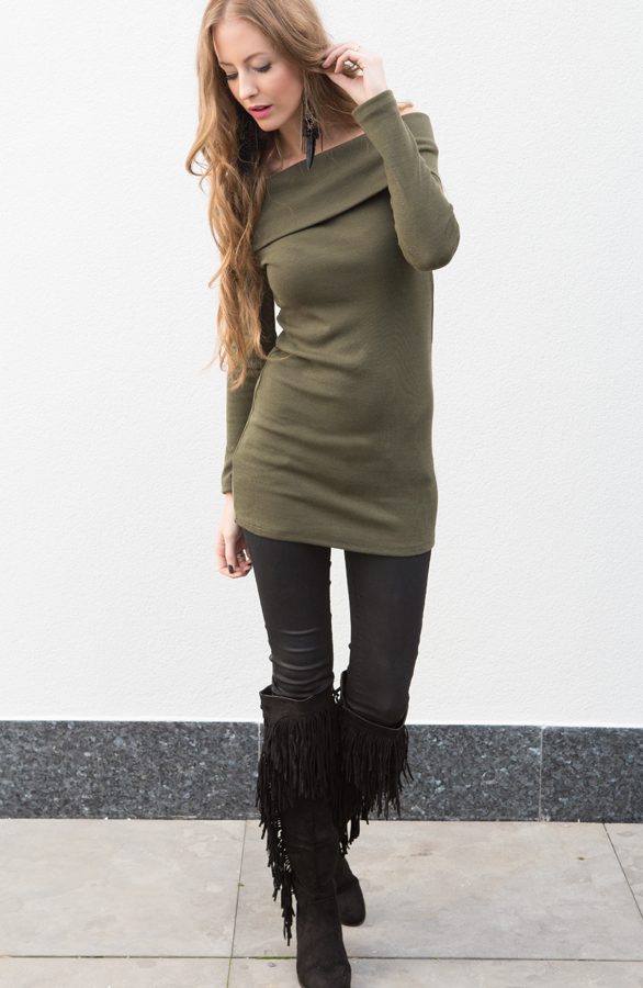 Overknee Fringe Boots Black – shoparchief, foto 3
