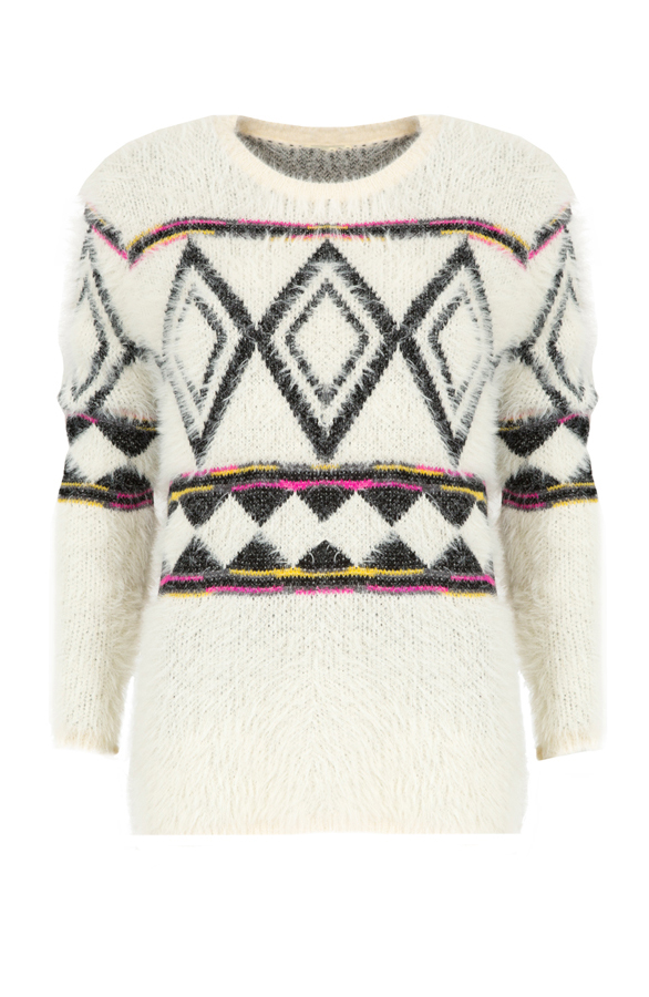 Aztec Trui Creme Fuchsia – shoparchief