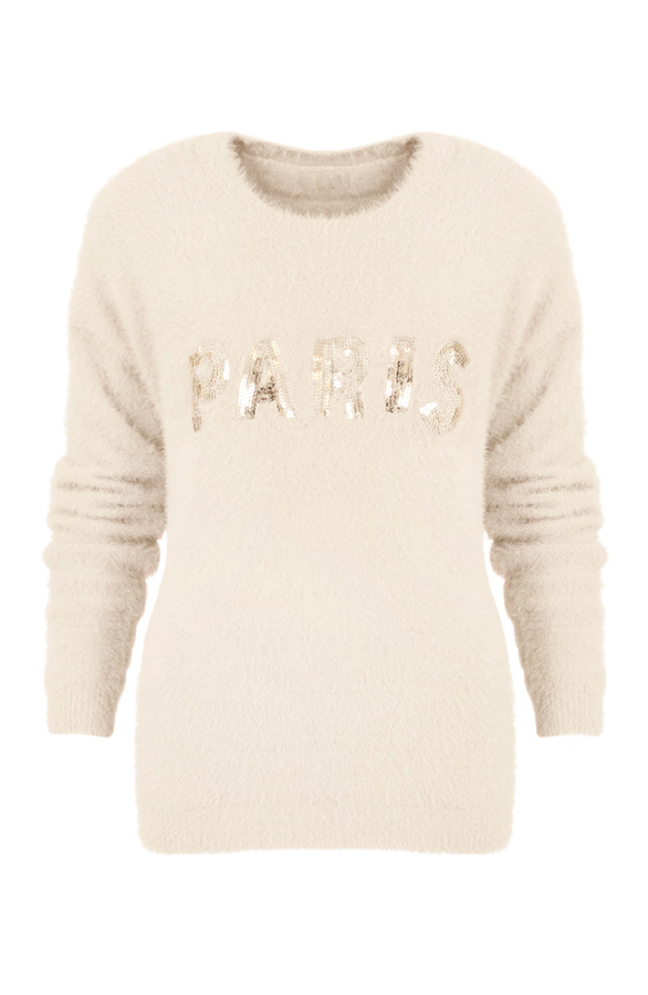 Fluffy Paris Trui Beige – shoparchief