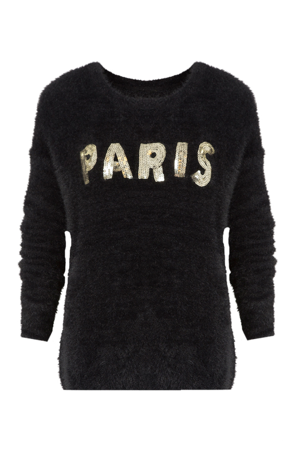 Fluffy Paris Trui Black – shoparchief