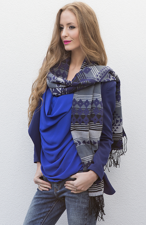 Luxury Aztec Sjaal Blue – shoparchief, foto 4
