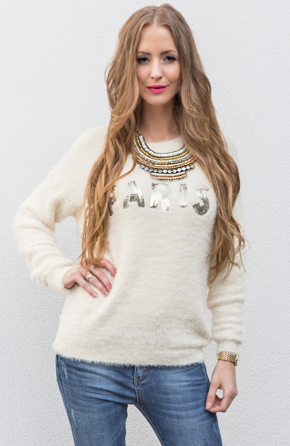 Fluffy Paris Trui Beige – shoparchief, foto 4