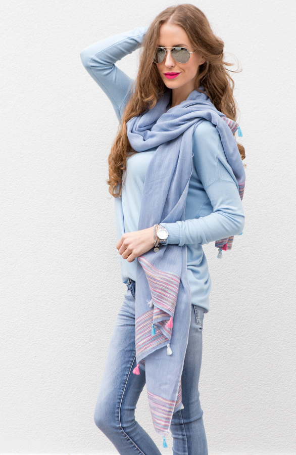 Ibiza Tassel Sjaal Blue – shoparchief, foto 3