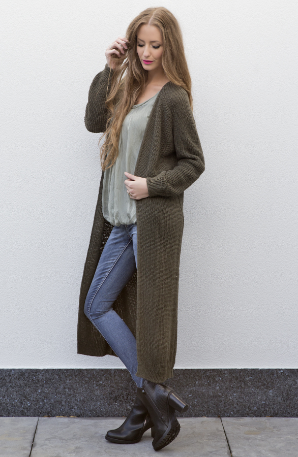 Long Cable Cardigan Green – shoparchief, foto 2
