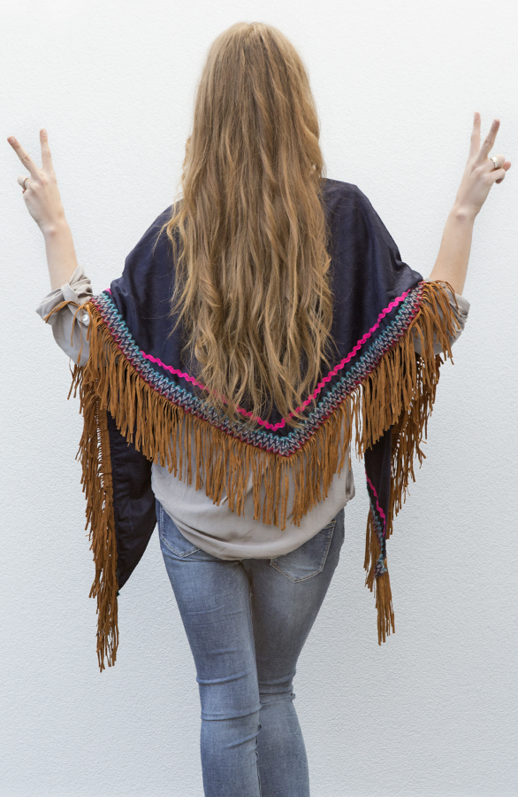 Boho Fringe Sjaal Blue – shoparchief, foto 4