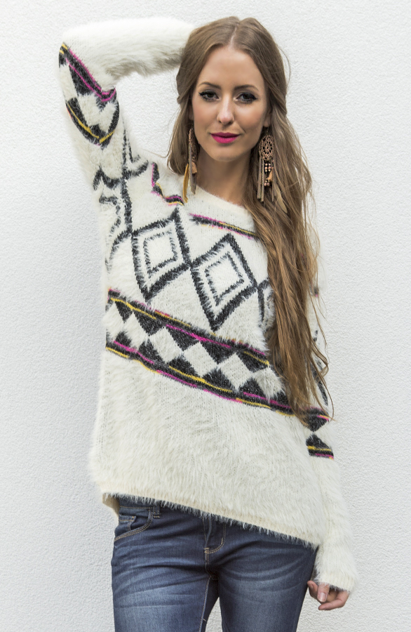 Aztec Trui Creme Fuchsia – shoparchief, foto 5