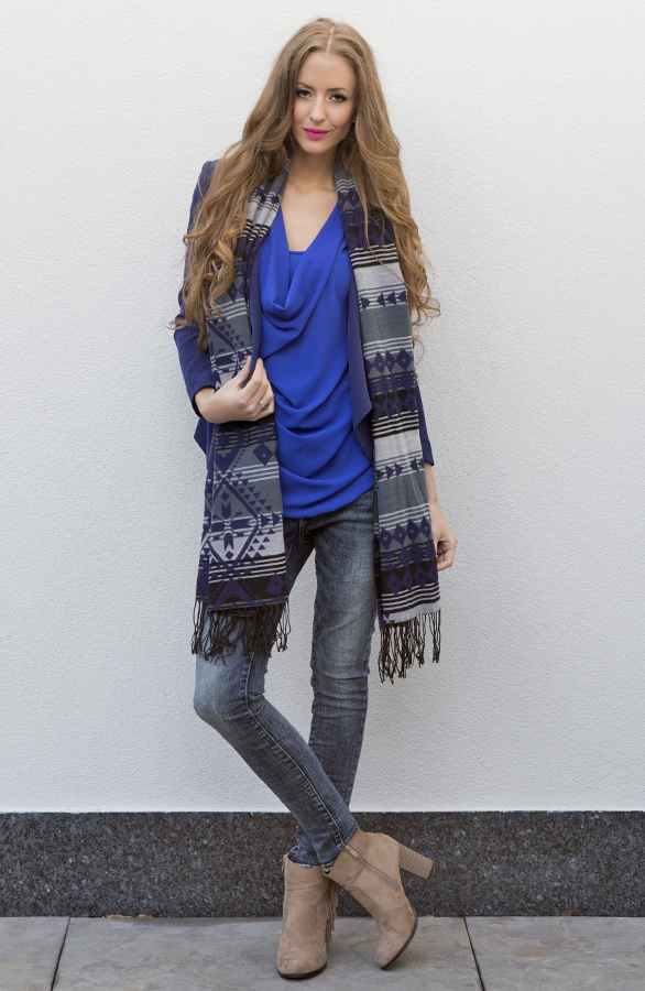 Luxury Aztec Sjaal Blue – shoparchief, foto 3