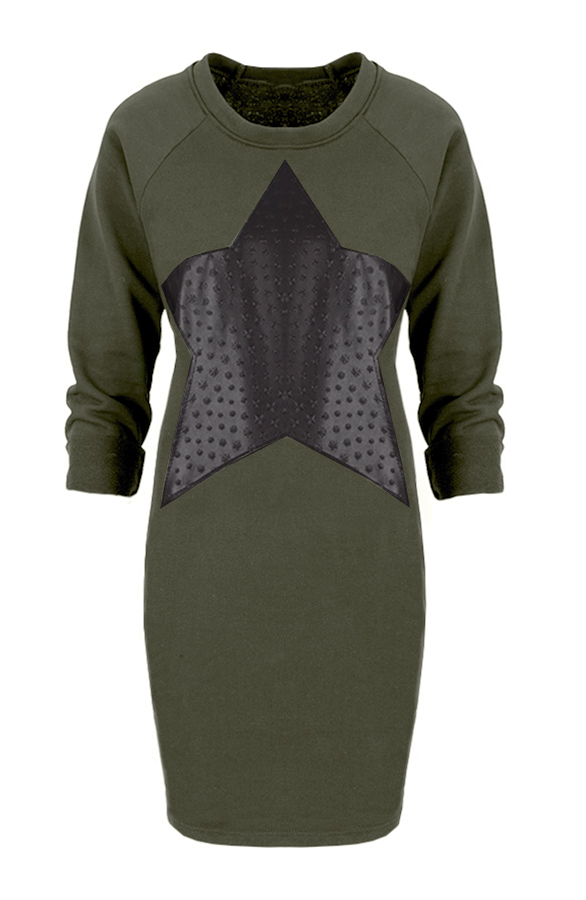 Leather Star Dress Green – shoparchief