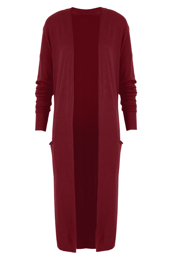 Long Jersey Cardigan Bordeaux – shoparchief