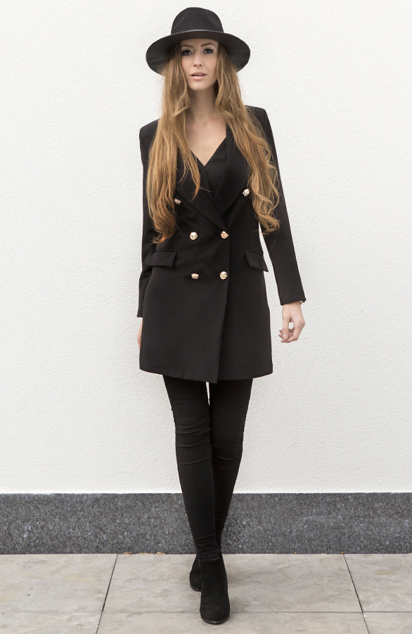 Luxury Button Blazer Black – shoparchief, foto 6