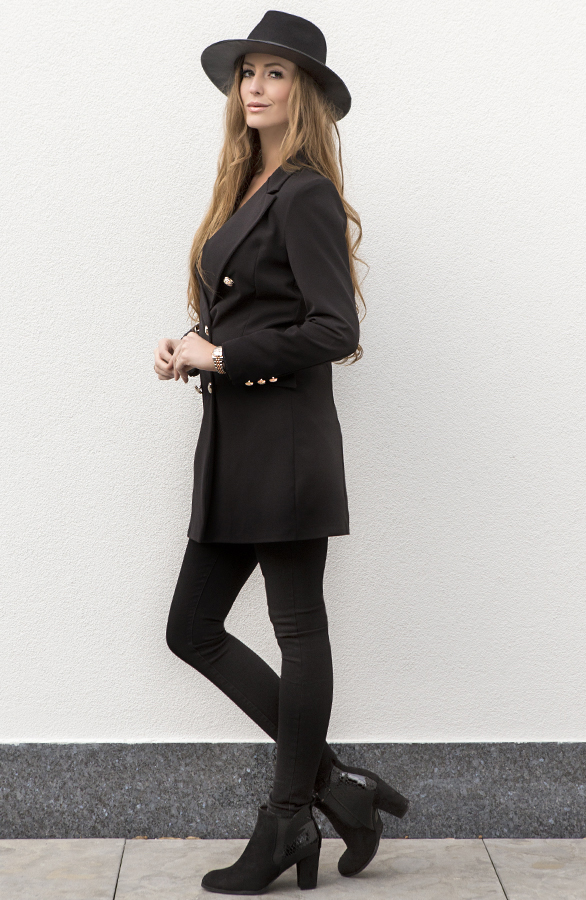 Luxury Button Blazer Black – shoparchief, foto 3
